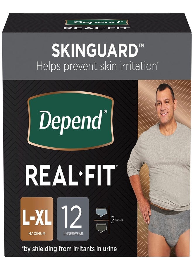 Depend Real Fit Incontinence Underwear for Men with Maximum Absorbency, Large/X-Large, 12 Count - Image 1